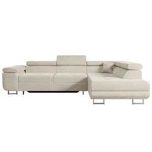 ALTDECOR ROHOVÁ SEDACÍ SOUPRAVA s funkcí lůžka a úložným prostorem GUSA-L 272x202x107 cm béžový velur obraz