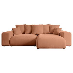 ALTDECOR ROHOVÁ SEDACÍ SOUPRAVA s otomanem vpravo ESKAR-L 266x176x72 korálový velur obraz