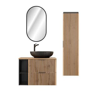 Petits-meubles KOUPELNOVÝ NÁBYTEK 80.6cm Gaia 2er-Set Dubové dřevo a černá barva obraz