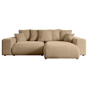 ALTDECOR ROHOVÁ SEDACÍ SOUPRAVA s otomanem vpravo ESKAR-L 266x176x72 béžový velur obraz