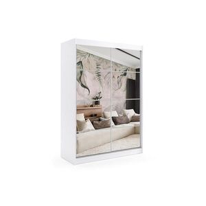 ALTDECOR ŠATNÍ SKŘÍŇ s zrcadlovými posuvnými dveřmi a hliníkovými lamelami – VIVONA – 150 cm, bílá obraz