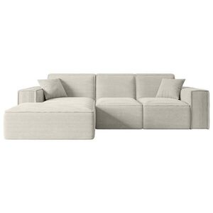 ALTDECOR ROHOVÁ SEDACÍ SOUPRAVA s otomanem vlevo SERRA-L – 266 × 169 × 80 cm krémový manšestr obraz