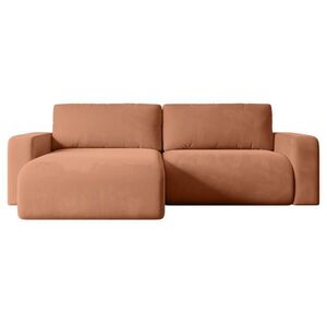 ALTDECOR ROHOVÁ SEDACÍ SOUPRAVA s funkcí lůžka a úložným prostorem KLEEA-L – 247 × 143 × 83 cm, korálový velur obraz