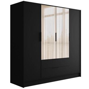 ALTDECOR ŠATNÍ SKŘÍŇ s zrcadlem a křídlovými dveřmi KOLIN 200x200 cm černá obraz