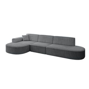 ALTDECOR ROHOVÁ SEDACÍ SOUPRAVA s otomanem vlevo MARI-L2 – 328 × 171 × 79 cm, tmavě šedý manšestr obraz
