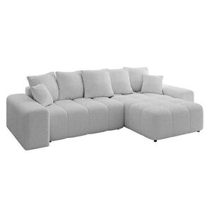 ALTDECOR ROHOVÁ SEDACÍ SOUPRAVA s otomanem vpravo ENIL-L 297x189x68 světle šedá buklé obraz