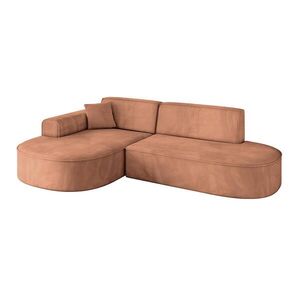 ALTDECOR ROHOVÁ SEDACÍ SOUPRAVA s otomanem vlevo MARI-L1 – 243 x 171 x 79 cm, oranžový velur obraz