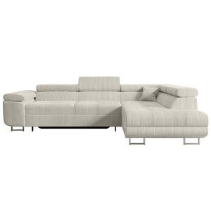 ALTDECOR ROHOVÁ SEDACÍ SOUPRAVA s funkcí lůžka a úložným prostorem GUSA-L 272x202x107 cm krémový manšestr obraz