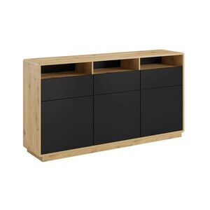 Petits-meubles SIDEBOARD Raven Matná černá a dřevo obraz