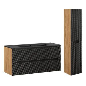 Petits-meubles KOUPELNOVÝ NÁBYTEK 120cm Elora 2er-Set Černá a dřevěná obraz