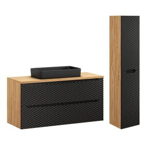 Petits-meubles KOUPELNOVÝ NÁBYTEK 120cm Elora 2er-Set Černá a dřevěná obraz