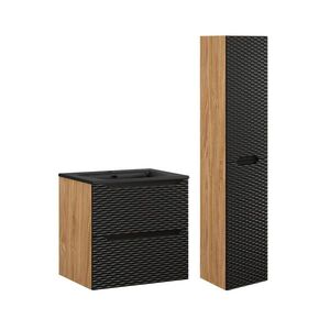 Petits-meubles KOUPELNOVÝ NÁBYTEK 60cm Elora 2er-Set Černá a dřevěná obraz
