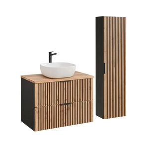 Petits-meubles KOUPELNOVÝ NÁBYTEK 80.6cm Gaia 2er-Set Dubové dřevo a černá barva obraz