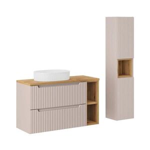 Petits-meubles KOUPELNOVÝ NÁBYTEK 100.4cm Riva 2er-Set Kašmír a dřevo obraz