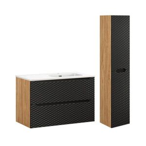 Petits-meubles KOUPELNOVÝ NÁBYTEK 90cm Elora 2er-Set Černá a dřevěná obraz