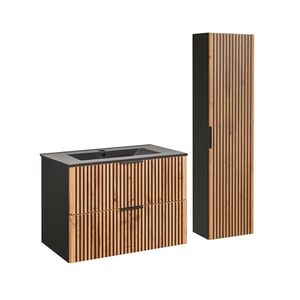 Petits-meubles KOUPELNOVÝ NÁBYTEK 80.4cm Gaia 2er-Set Dubové dřevo a černá barva obraz