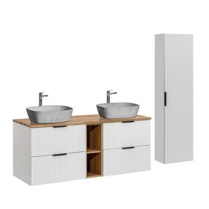 Petits-meubles KOUPELNOVÝ NÁBYTEK 140.8cm Adriel 2er-Set Bílá obraz