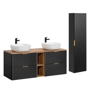 Petits-meubles KOUPELNOVÝ NÁBYTEK 140.8cm Adriel 2er-Set Černá obraz