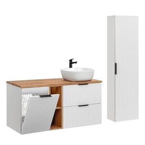 Petits-meubles KOUPELNOVÝ NÁBYTEK 120.8cm Adriel 2er-Set Bílá a dřevo obraz