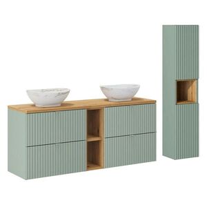 Petits-meubles KOUPELNOVÝ NÁBYTEK 140.4cm Jade 2er-Set Zelená a dřevo obraz