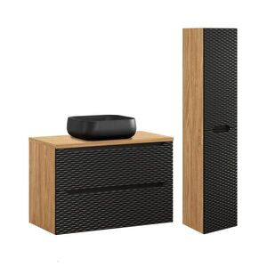 Petits-meubles KOUPELNOVÝ NÁBYTEK 90cm Elora 2er-Set Černá a dřevěná obraz
