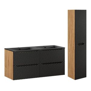 Petits-meubles KOUPELNOVÝ NÁBYTEK 120cm Elora 2er-Set Černá a dřevěná obraz