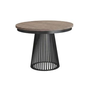 Beautysofa JÍDELNÍ STŮL Lumi, kulatý, rozkládací až na 180 cm, s kovovými nohami, ořech + černá obraz