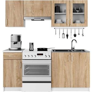 RAUMHIRSCH FURNITURE KUCHYŇSKÝ BLOK Bílá, dub Sonoma 203/180/44, 5 obraz