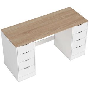 HOMCOM PSACÍ STŮL s 8 zásuvkami Moderní kancelářský stůl 140 x 53 x 75 cm Bílý obraz