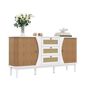 STILVORA KUCHYŇSKÁ SKŘÍŇ v přírodní a bílé barvě s posuvnými dvířky a zásuvkami, 140, 5×40×76 cm obraz