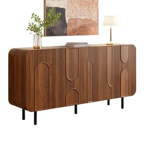 FLIEKS KOMODA Mid Century 4 dveře ořech 8 přihrádek obraz