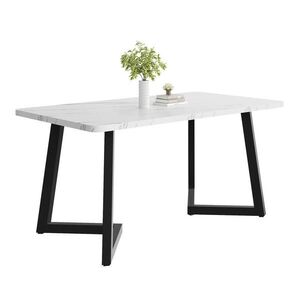 FLIEKS JÍDELNÍ STŮL 117x68cm mramor kovový rám černý bílý obraz