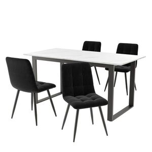 FLIEKS JÍDELNÍ SET 4 Židle Bílý Černý 140-180cm obraz