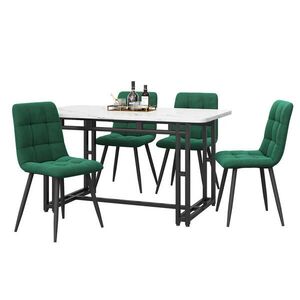 FLIEKS JÍDELNÍ SET 4 Židle Černý Zelený 120x70cm obraz