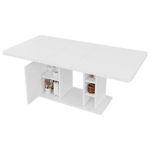 STILVORA JÍDELNÍ STŮL v bílé barvě s úložným prostorem a rozkládací deskou do jídelny a obývacího pokoje, 140–180×80×75 cm obraz