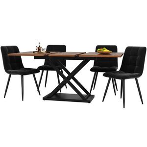 FLIEKS JÍDELNÍ SET 5D Rozkládací 160x80cm Ořech Samet obraz