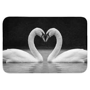 OnlyWow KOUPELNOVÁ PŘEDLOŽKA Labutě - srdce - černá - bílá 90x60 cm obraz