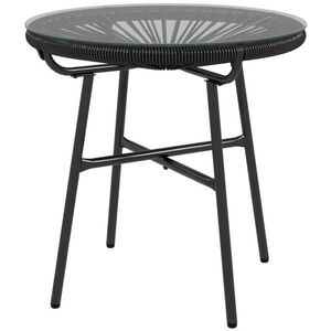 SHOPENTRA ZAHRADNÍ STŮL Černý, Boho, PE ratan, skleněná deska, 50 cm obraz