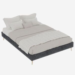 SHOPENTRA RÁM postele 140/200 cm, šedý, velur, bez čela postele obraz