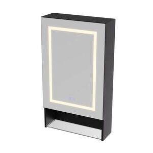 ČERNÁ LED zrcadlová skříňka s poličkou, proti zamlžování, moderní koupelnová skříňka, 50 cm obraz