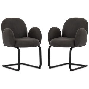 S-Style SADA ŽIDLÍ 2 kusy Vela s kulatým designem z antracitového vintage mikrovlákna. obraz