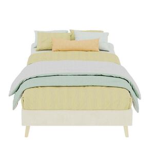 OKWISH POSTEL 90/200 cm béžová z látky a kovu s pevnou konstrukcí obraz