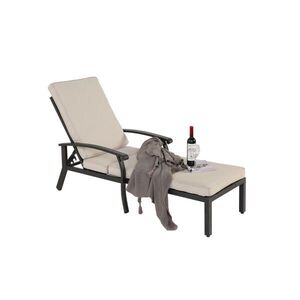 OKWISH ZAHRADNÍ lehátko 204/58/100/30 cm béžové z hliníku s polohovatelným opěradlem a polštářem obraz