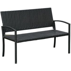 OKWISH ZAHRADNÍ lavice 122/60/87 cm černá z oceli a polyratanu pro 2 osoby obraz