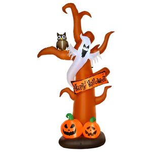 HOMCOM NAFUKOVACÍ halloweenský strom s duchy a LED moduly do zahrady, polyester, hnědý obraz