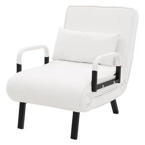 ML-DESIGN SPACÍ KŘESLO s funkcí postele, bílé, 186 x 60 cm, skládací křeslo s ocelovým rámem a čenilou obraz