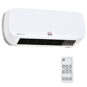 HOMCOM VENTILÁTOROVÝ TOPENÍ pro montáž na zeď 2000 W keramické nástěnné topení s dálkovým ovládáním a časovačem obraz