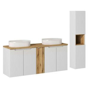Petits-meubles KOUPELNOVÝ NÁBYTEK 140cm Riva 2er-Set Bílá a dřevo obraz