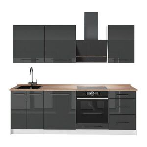 Vicco KUCHYŇSKÝ KOUT Fame-Line, Antracitový vysoký lesk/Bílá, 230 cm, PD Dub obraz
