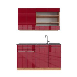 Vicco JEDNOTKOVÁ KUCHYNĚ Fame-Line Bordeaux vysoký lesk/zlatý dub 140 cm , PD Antracit obraz